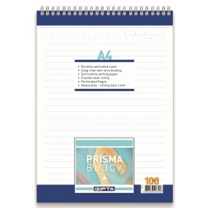 GIPTA BLOKNOT PRISMA A4 SPİRALLİ KARTON KAPAK 100 YP. ÇİZGİLİ