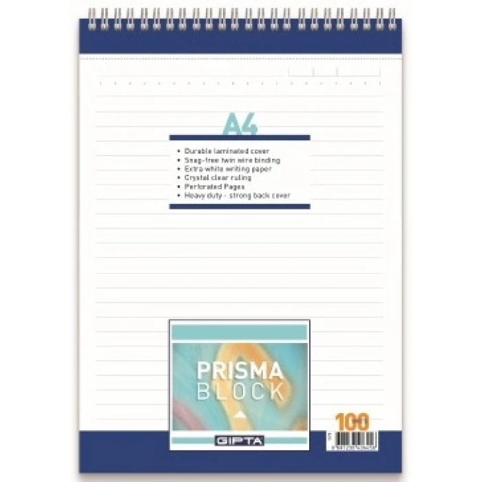 GIPTA BLOKNOT PRISMA A5 SPİRALLİ KARTON KAPAK 100 YP. KARELİ
