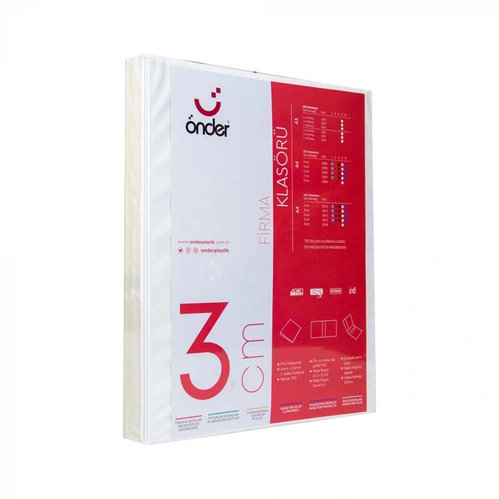 ÖNDER A3 DİKEY FİRMA KLASÖRÜ 3CM 4D MEK BEYAZ