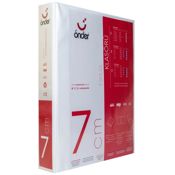 ÖNDER A3 DİKEY FİRMA KLASÖRÜ 7CM 4D MEK BEYAZ