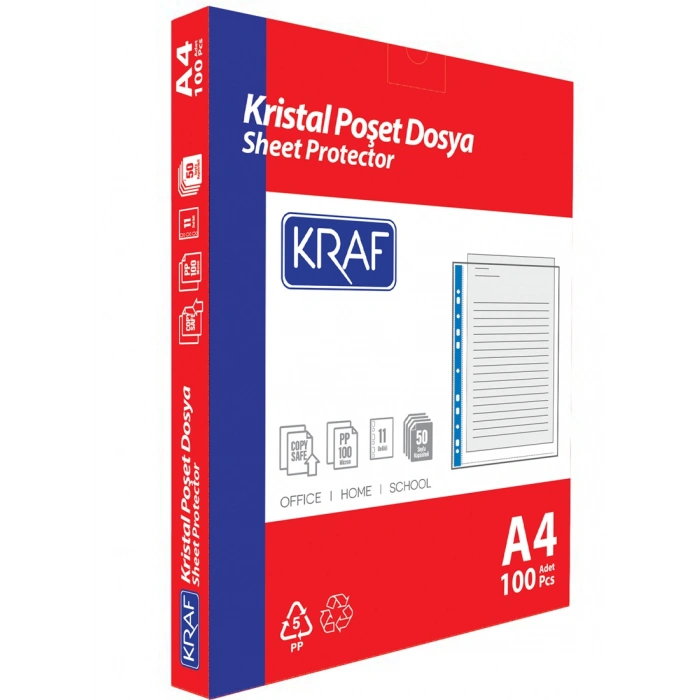 KRAF POŞET DOSYA A4 KRİSTAL 100 LÜ