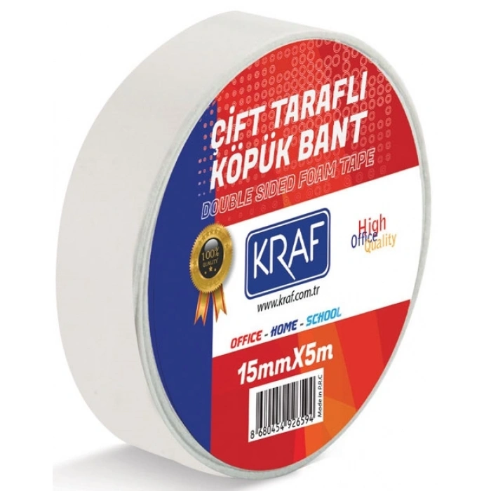 KRAF ÇİFT TARAFLI KÖPÜK BANT 15mm x 5mt