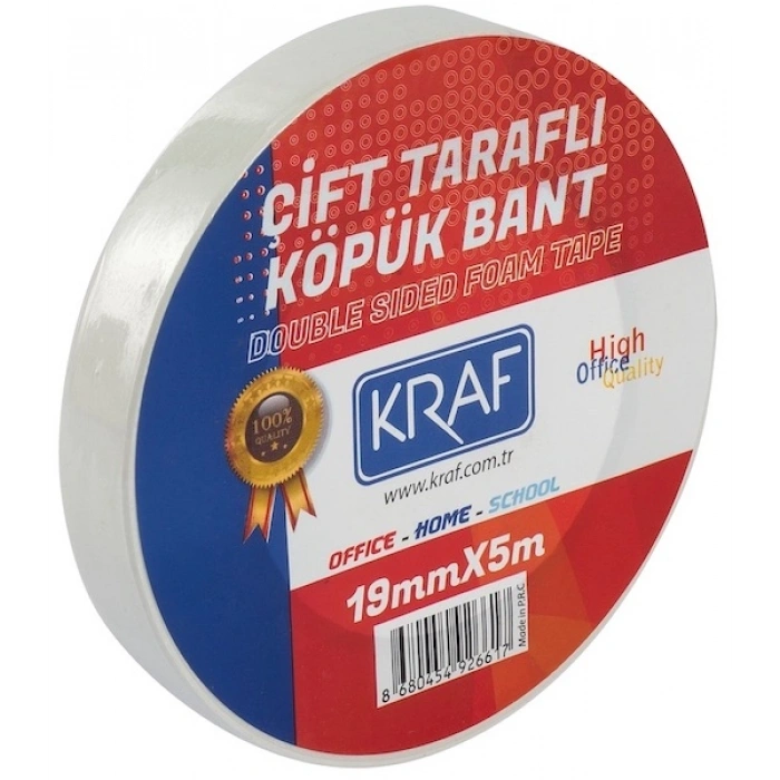 KRAF ÇİFT TARAFLI KÖPÜK BANT 19mm x 5mt