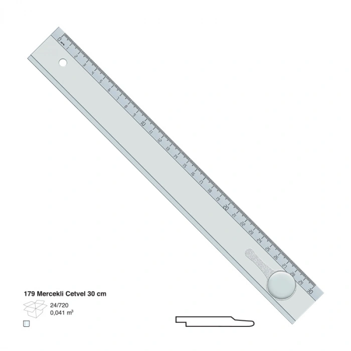 Ark Mercekli Cetvel 30 cm