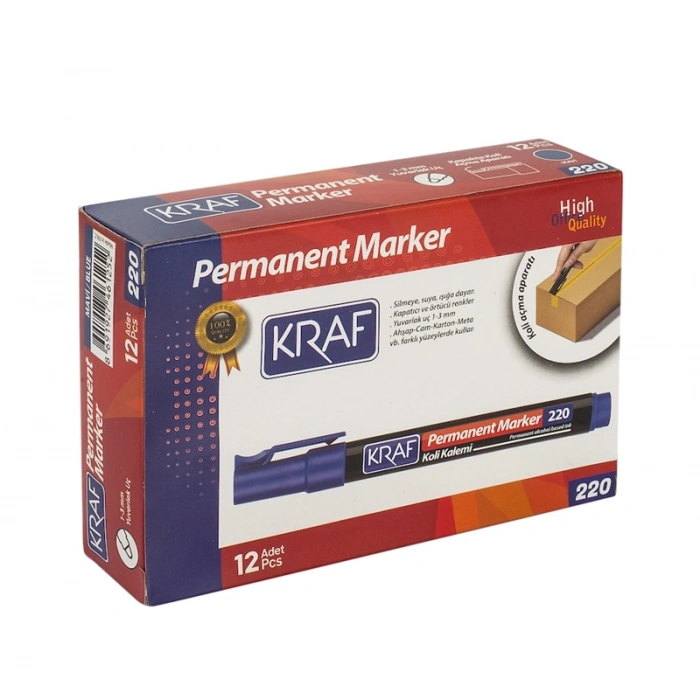 KRAF PERMANENT MARKÖR YUVARLAK UC MAVİ