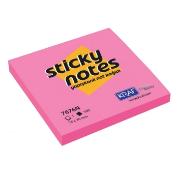 KRAF YAPIŞKANLI NOT KAĞIDI 76x76 NEON PEMBE