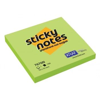KRAF YAPIŞKANLI NOT KAĞIDI 76x76 NEON YEŞİL