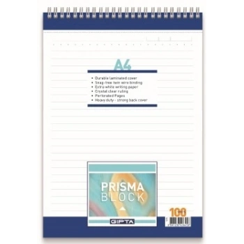 GIPTA BLOKNOT PRISMA A4 SPİRALLİ KARTON KAPAK 100 YP. ÇİZGİLİ