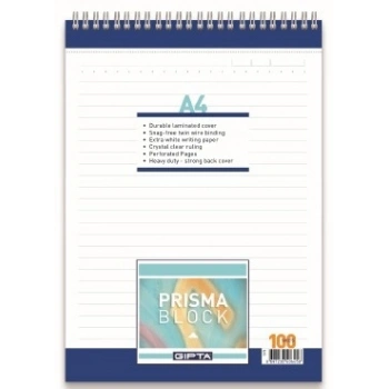 GIPTA BLOKNOT PRISMA A4 SPİRALLİ KARTON KAPAK 100 YP. KARELİ