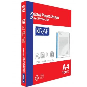 KRAF POŞET DOSYA A4 KRİSTAL 100 LÜ