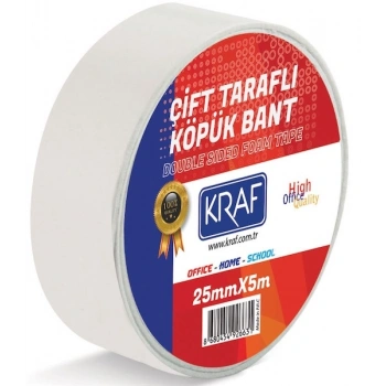 KRAF ÇİFT TARAFLI KÖPÜK BANT 25mm x 5mt