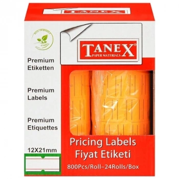 TANEX MOTEX ETİKET 12X21 FLORASAN TURUNCU 800 LÜ