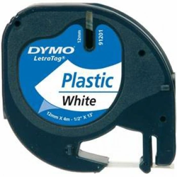 DYMO ŞERİT LETRATAG PLASTİK 12MM x 4MT BEYAZ
