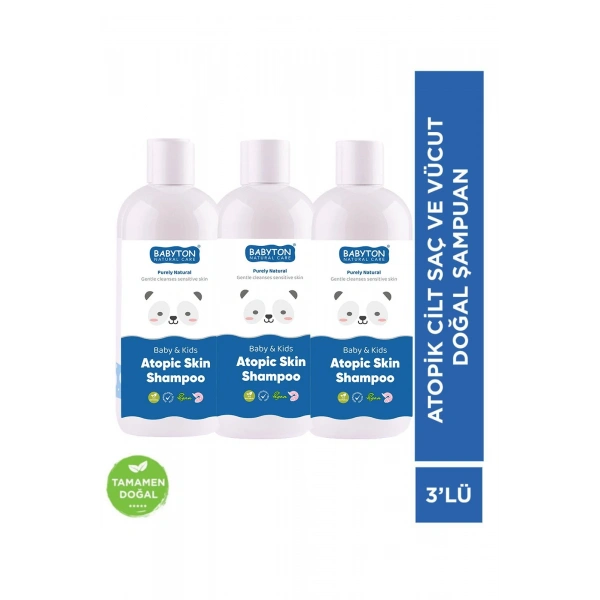 SET Atopik Ciltler İçin Saç ve Vücut Doğal Şampuanı 3lü Set