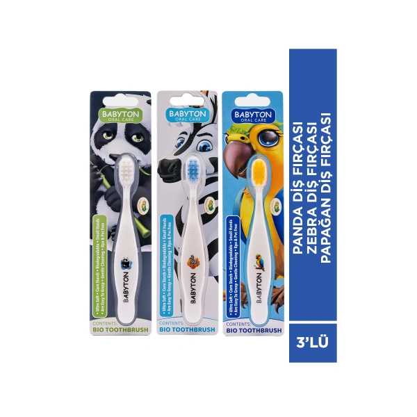 SET 3LÜ Panda Papağan Zebra Diş Fırçası