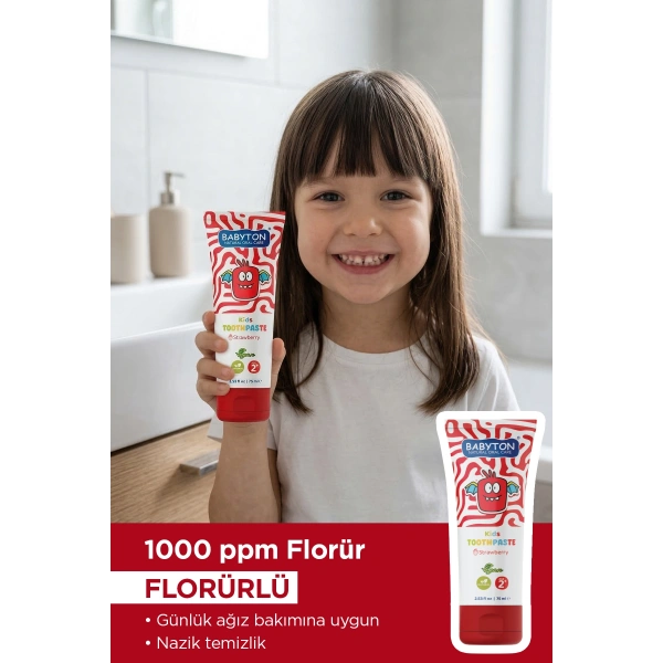 Doğal Çilekli 2 Yaş ve Üzeri Florürlü Diş Macunu 75 ml