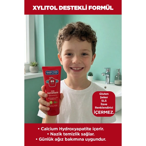 Doğal Çilekli Hydroxyapatite Florürsüz Diş Macunu 75 ml