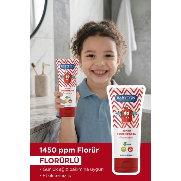 Doğal Çilekli 6 Yaş ve Üzeri Florürlü Diş Macunu 75 ml