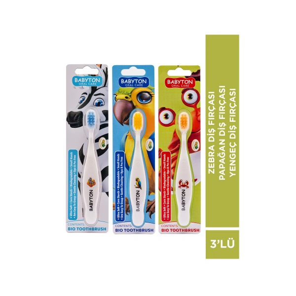SET 3LÜ Zebra - Papağan - Yengeç Diş Fırçası
