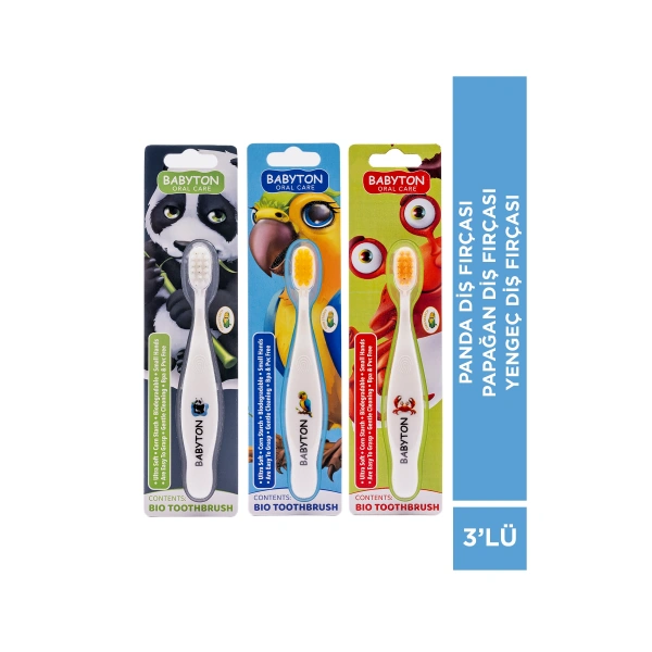 SET 3LÜ Panda - Papağan - Yengeç Diş Fırçası