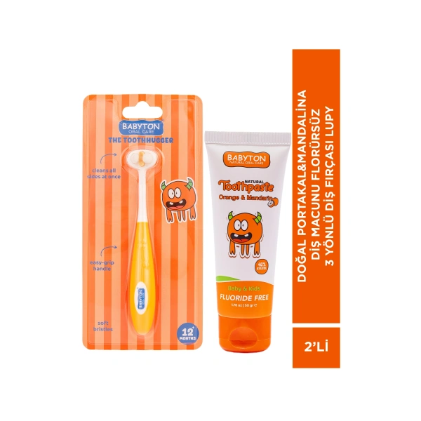 Doğal Portakal&Mandalina Diş Macunu Florürsüz-3 Yönlü Diş Fırçası Lupy 2li Set