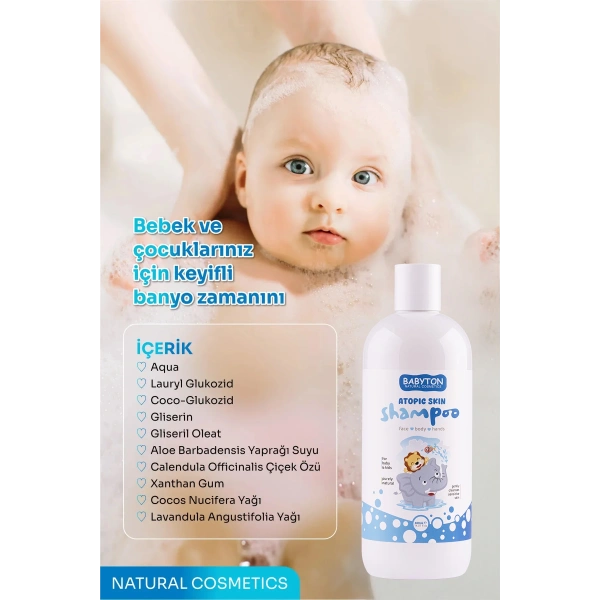 SET Atopik Ciltler İçin Saç ve Vücut Doğal Şampuanı 3lü Set