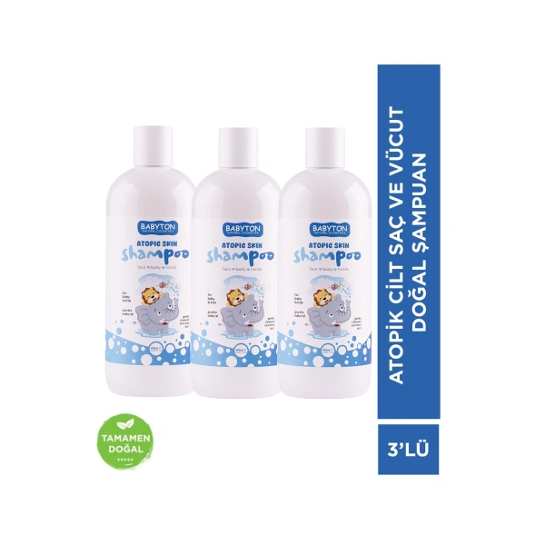 SET Atopik Ciltler İçin Saç ve Vücut Doğal Şampuanı 3lü Set