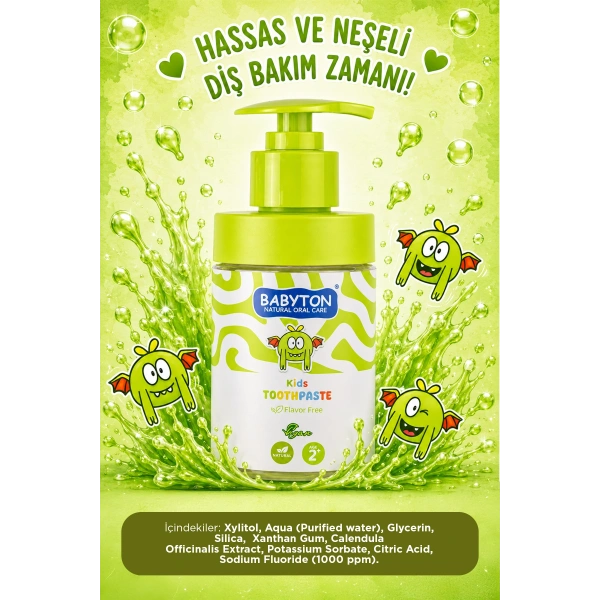 Doğal Aromasız 2 Yaş ve Üzeri Florürlü Diş Macunu Pompalı 200 ml