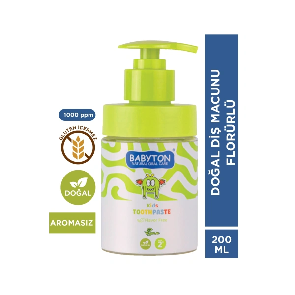 Doğal Aromasız 2 Yaş ve Üzeri Florürlü Diş Macunu Pompalı 200 ml