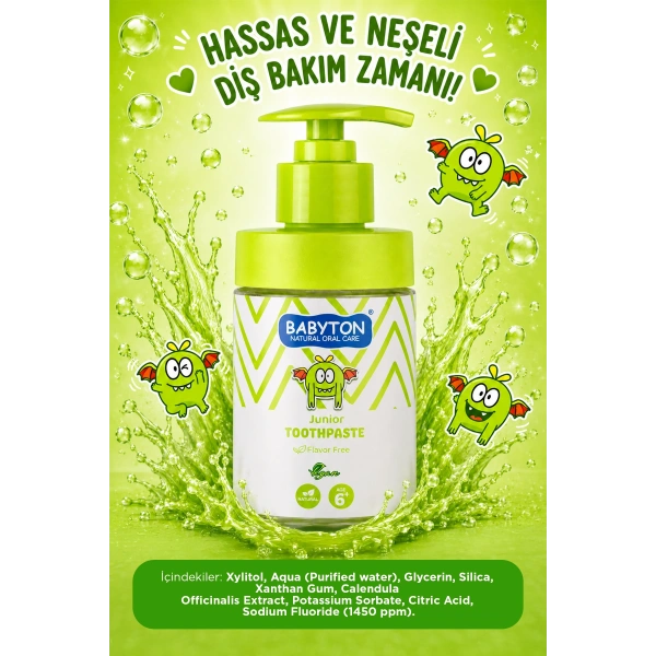 Doğal Aromasız 6 Yaş ve Üzeri Florürlü Diş Macunu Pompalı 200 ml