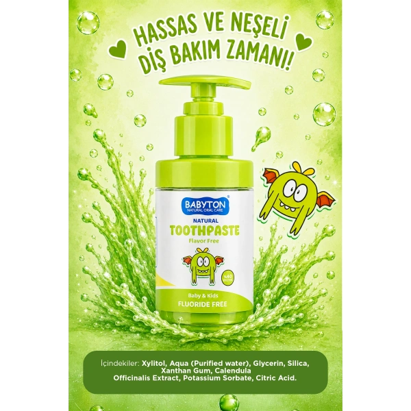 Doğal Aromasız Diş Macunu Florürsüz Pompalı 200 ml