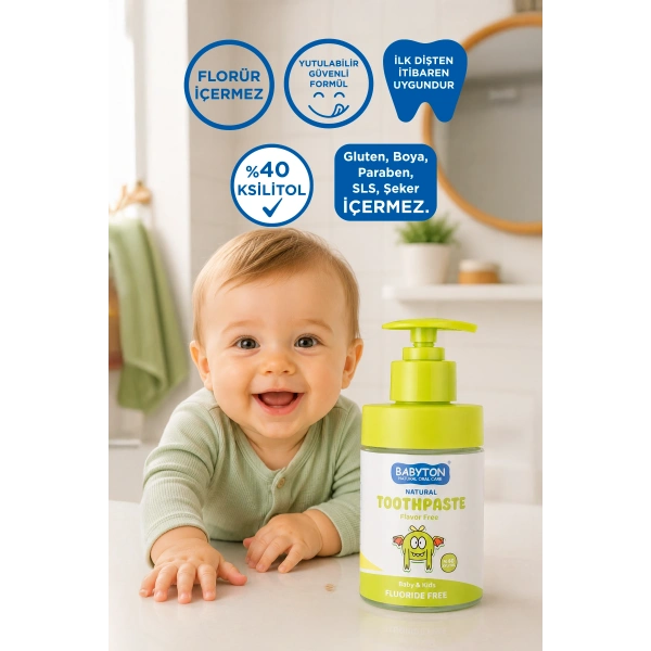 Doğal Aromasız Diş Macunu Florürsüz Pompalı 200 ml