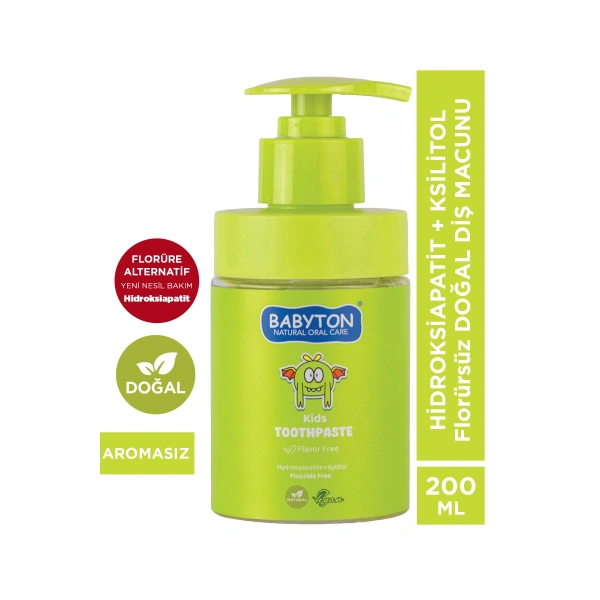 Doğal Aromasız Hydroxyapatite+Xylitol Florürsüz Diş Macunu Pompalı 200 ml