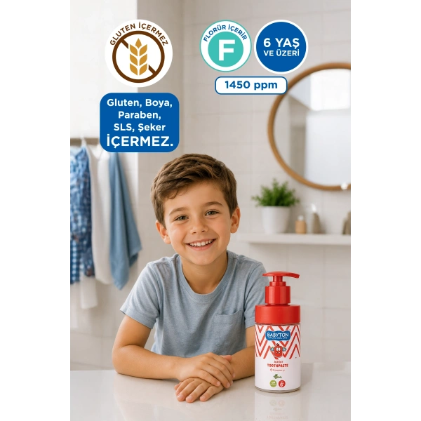 Doğal Çilekli 6 Yaş ve Üzeri Florürlü Diş Macunu Pompalı 200 ml