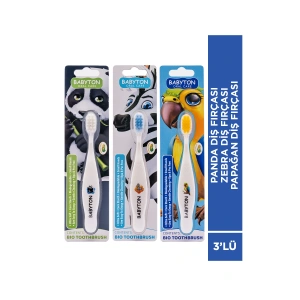 SET 3LÜ Panda Papağan Zebra Diş Fırçası
