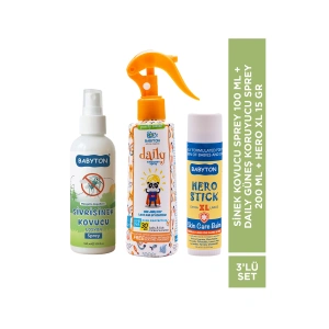 Sivrisinek Kovucu Sprey 100 ml+Daily Güneş Koruyucu Sprey 200 ml+Hero Stick XL 15 gr 3lü Set