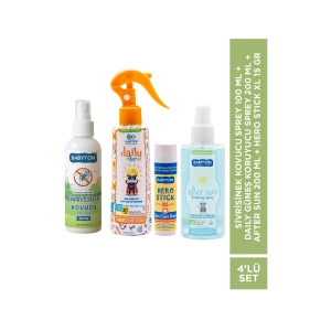 Sivrisinek Kovucu Sprey 100 ml+Daily Güneş Koruyucu Sprey 200 ml+After Sun 200ml+Hero Stick XL 15 gr 4lü Set
