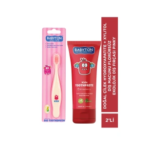 Doğal Çilek Hydroxyapatite + Xylitol Diş Macunu Florürsüz - Ekolojik Diş Fırçası Pinky