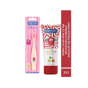 Doğal Çilek +2 Yaş Diş Macunu Florürlü -Ekolojik Diş Fırçası Pinky