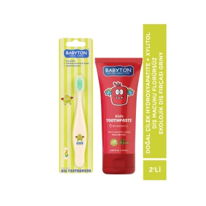 SET Çilek Hydroxyapatite + Xylitol Diş Macunu 75 ml - Ekolojik Diş Fırçası Griny 2li