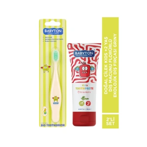 SET Çilek 2 Yaş Diş Macunu 75 ml -Ekolojik Diş Fırçası Griny 2li