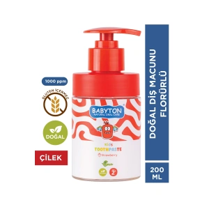 Doğal Çilekli 2 Yaş ve Üzeri Florürlü Diş Macunu Pompalı 200 ml