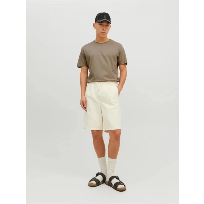 12182498 Yırtık Yaka  Oval Kesim Erkek Tshirt Bej