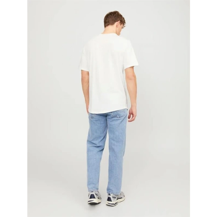 12182498 Yırtık Yaka  Oval Kesim Erkek Tshirt Beyaz