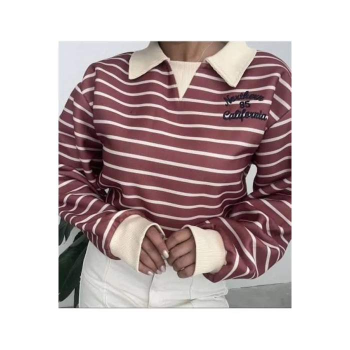 24K17755 Polo Yaka Kadın Sweatshirt