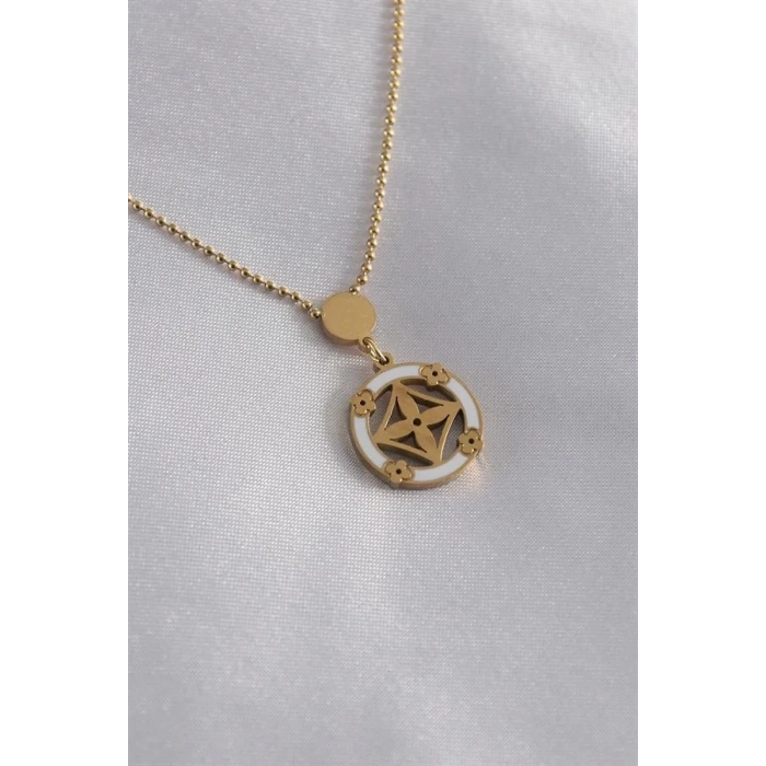 316L Çelik Gold Renk Çiçek Figür Kadın Kolye