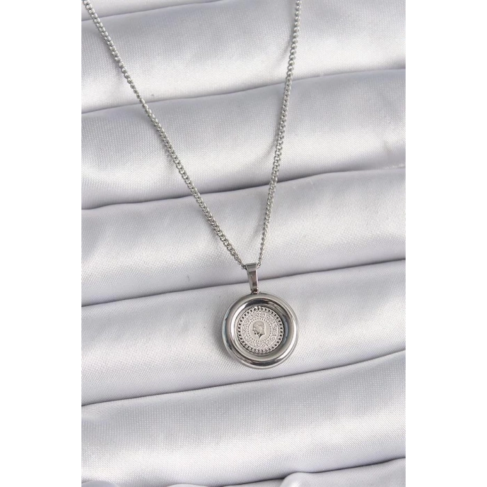 316L Çelik Gümüş Renk Zincir Gümüş Renk Altın Model Kadın Kolye