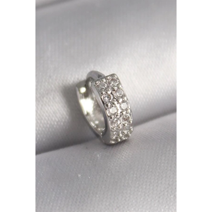 316L Çelik Gümüş Renk Zirkon Taşlı Tragus Piercing