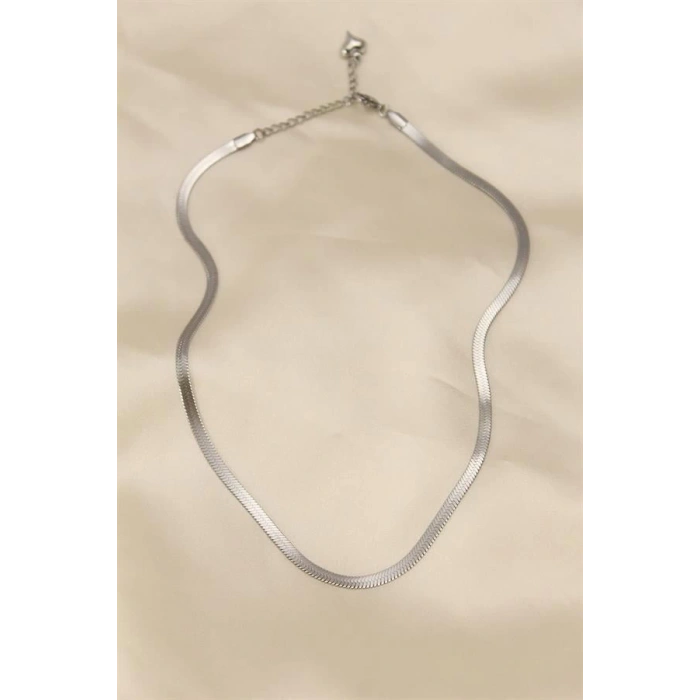 316L Çelik Silver Renk 45 cm İtalyan Zincir Model Kadın Kolye
