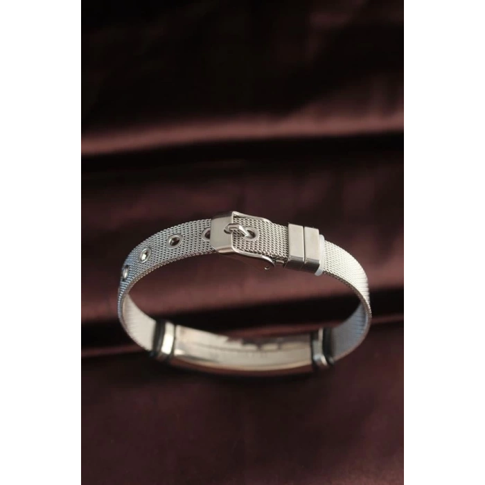 316L Çelik Siyah Desenli Ayarlanabilir Hasır Kordonlu Bileklik